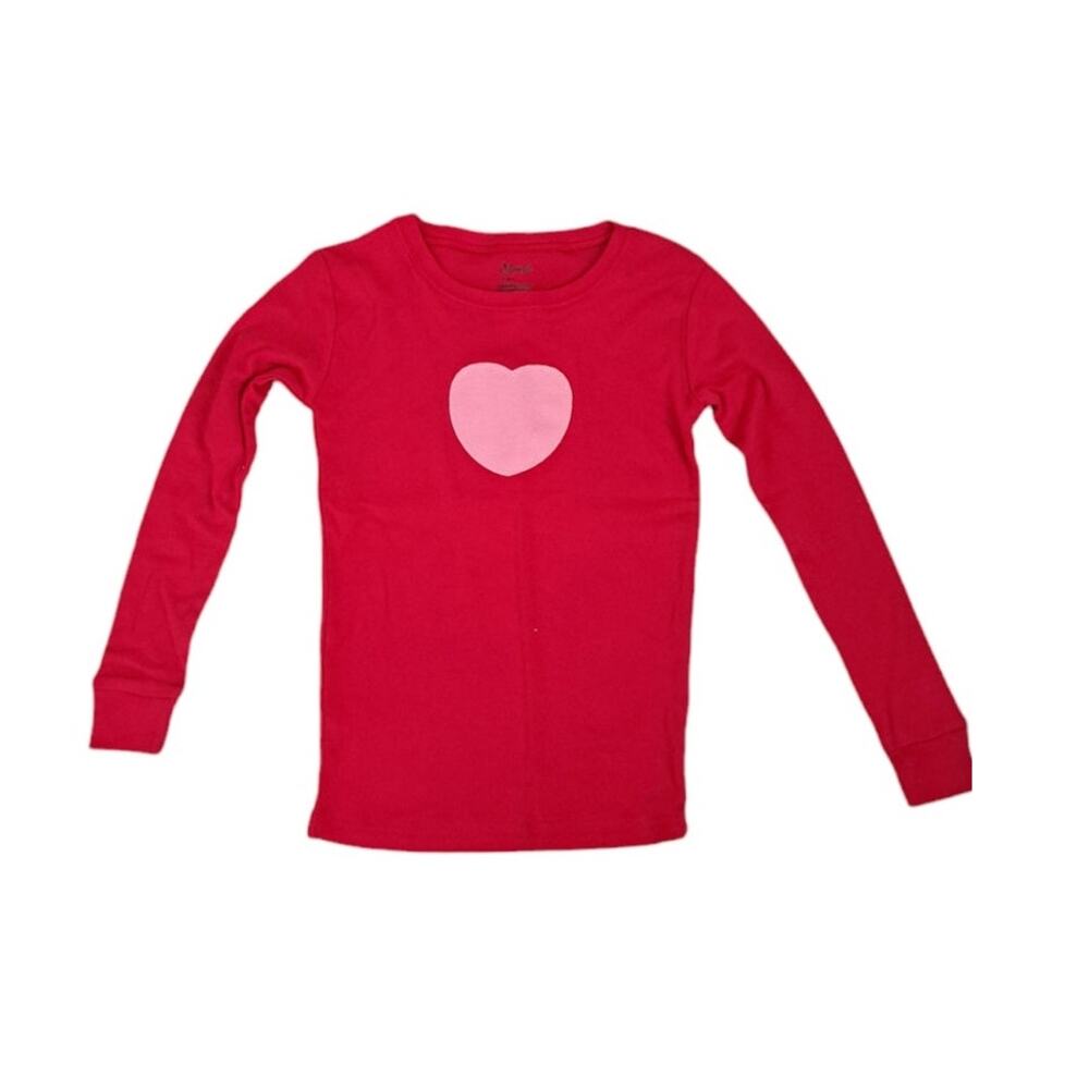 Leveret Girls Red Pink Heart Long Sleeve Casual Lounge Top  Size 10  NWT